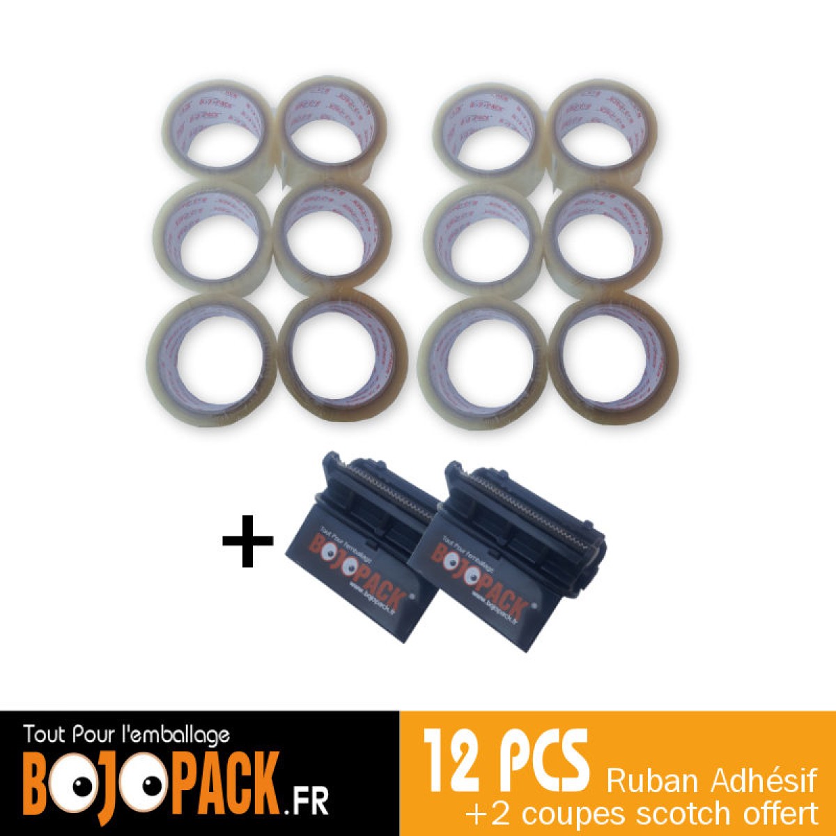 Bojopack Ruban d'emballage transparent 48 mm x 66 m 12 Pièces